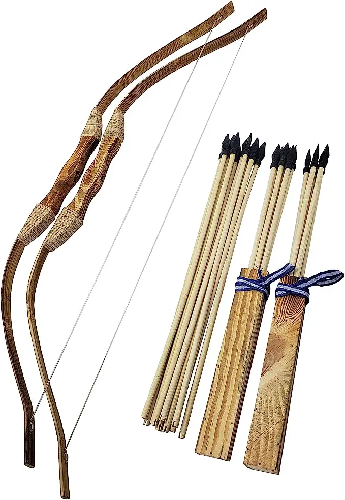 Adventure Awaits - 2-Pack Handmade Wooden Bow and Arrow Set