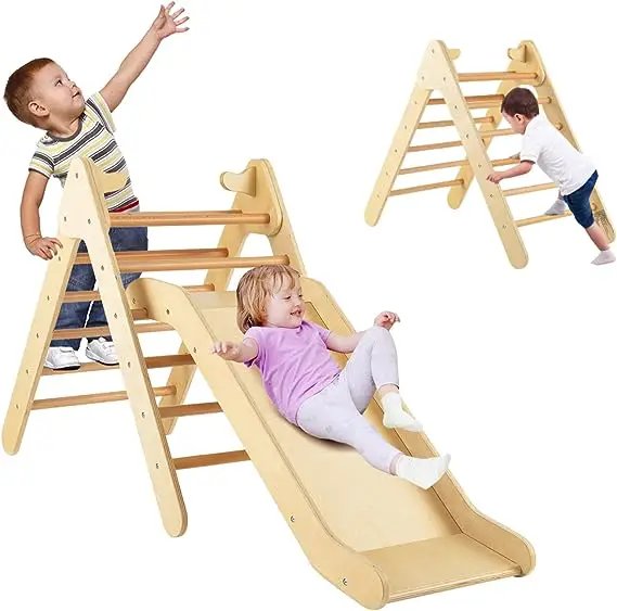 Costzon 2-in-1 Wooden Triangle Climber