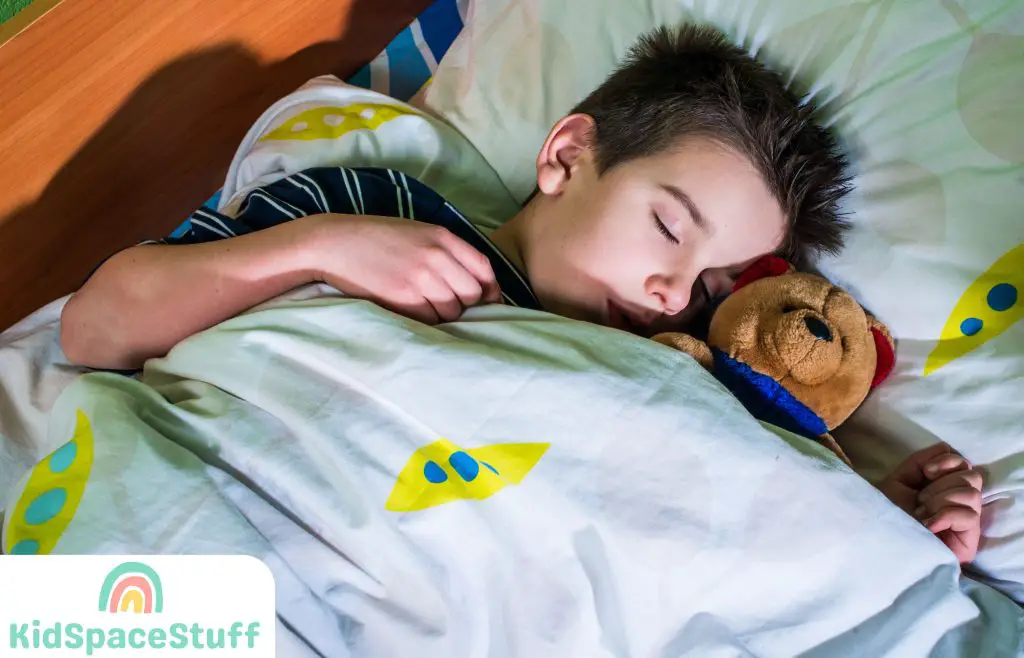 A picture of a kid sleeping.