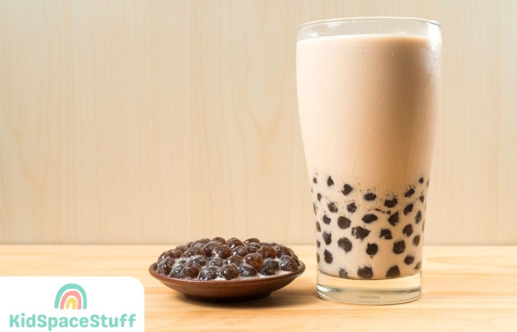 A Glass Cup of Pearl Milk Tea (Also Called Bubble Tea)