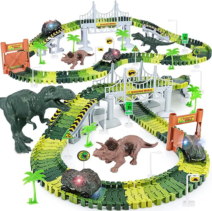 Dinosaur World with Flexible Track Playset