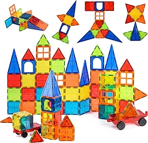 Nutty Toys Magnetic Tiles & Car Set - Stem Toys