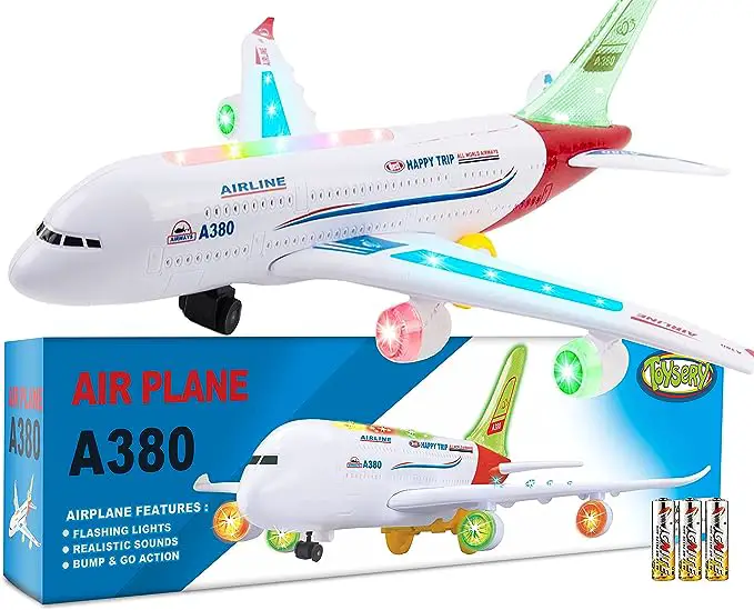 Toysery Airplane Toys for Kids, Bump and Go Action