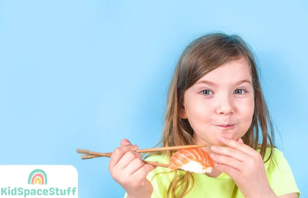 Little Girl Eating Sushi
