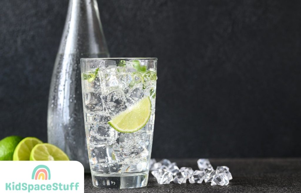 Glass of Sparkling Water with Ice Cubes